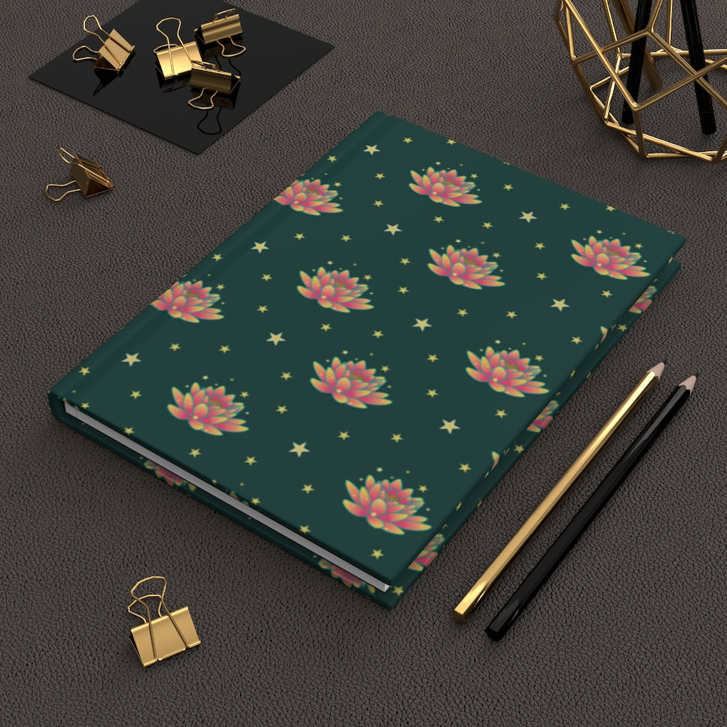 Magical Lotus Green Hardcover Journal Matte