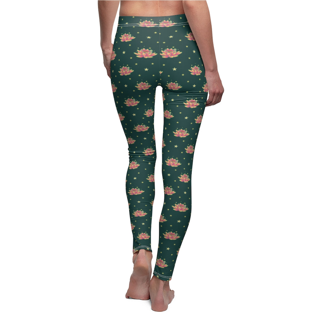 Magical Lotus Green Casual Leggings