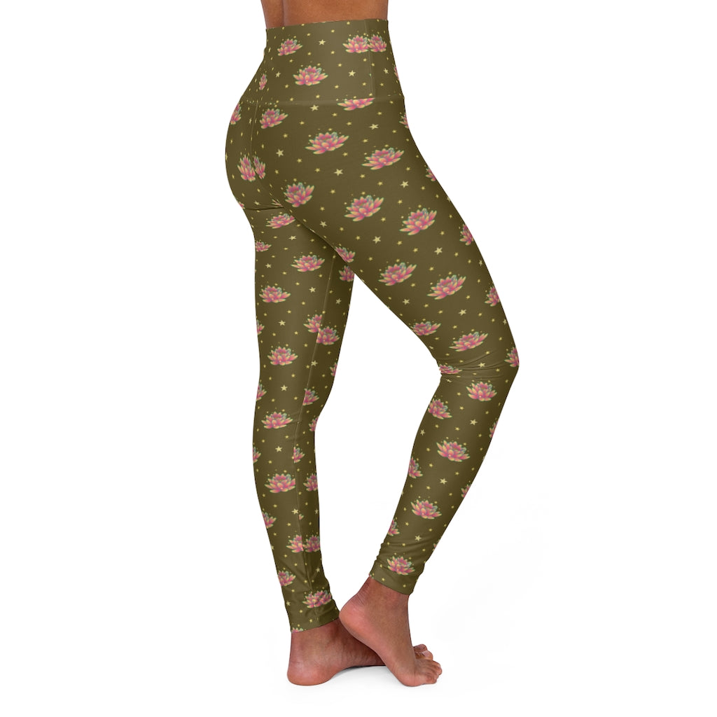 Magical Lotus Dark Golden High Waisted Yoga Leggings