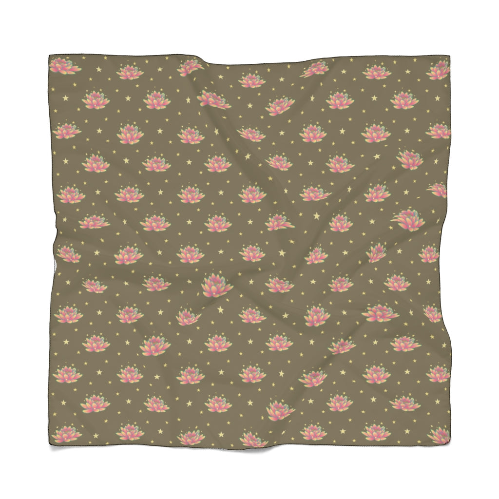 Magical Lotus Dark Golden Poly Scarf