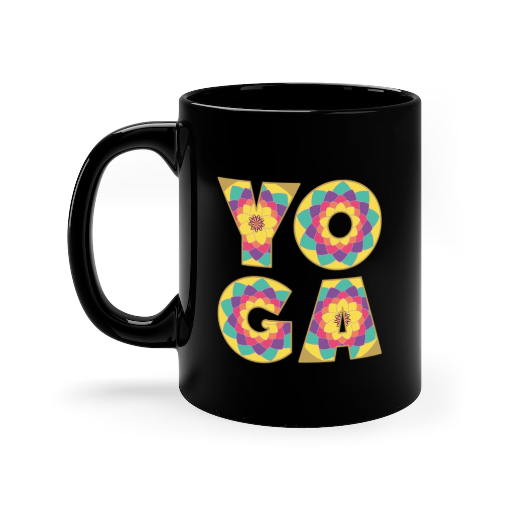 Happy Yoga Black Mug 11oz