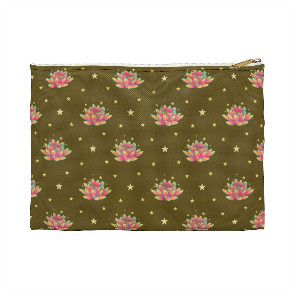 Magical Lotus Dark Golden Accessory Pouch