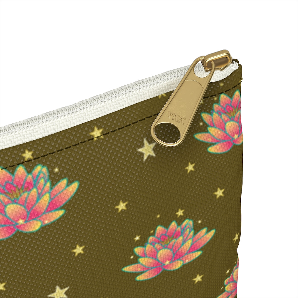 Magical Lotus Dark Golden Accessory Pouch