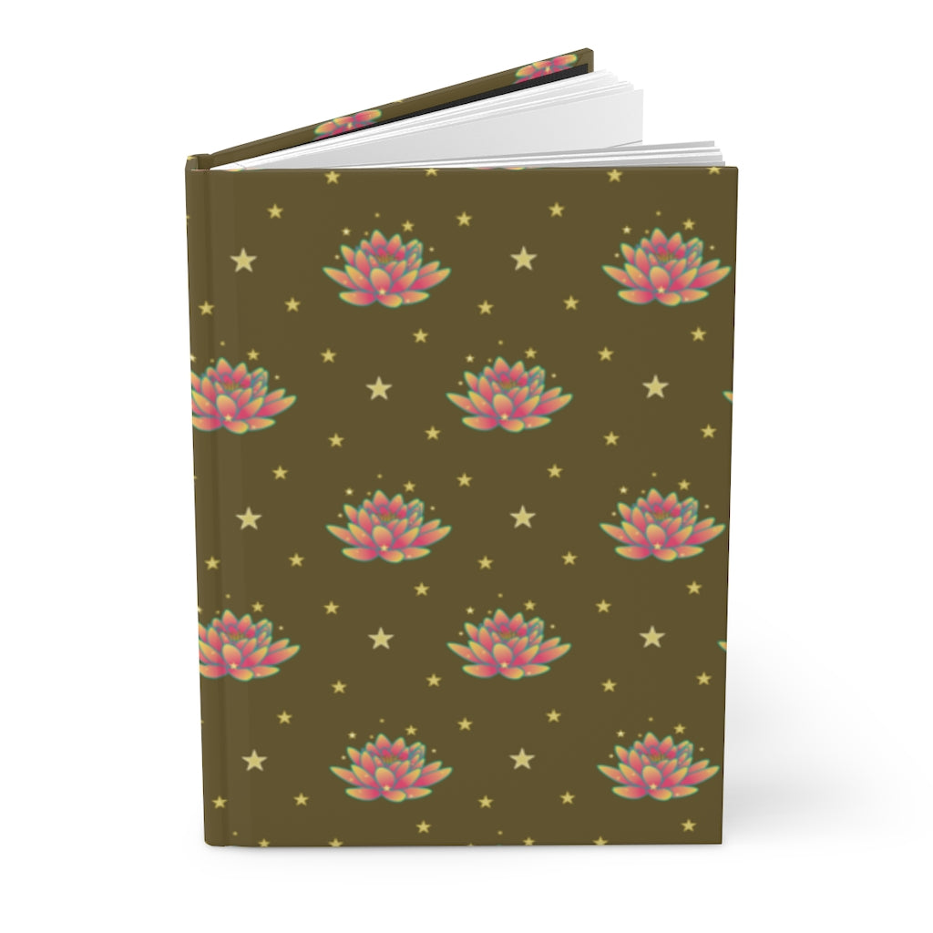 Magical Lotus Dark Golden Hardcover Journal Matte