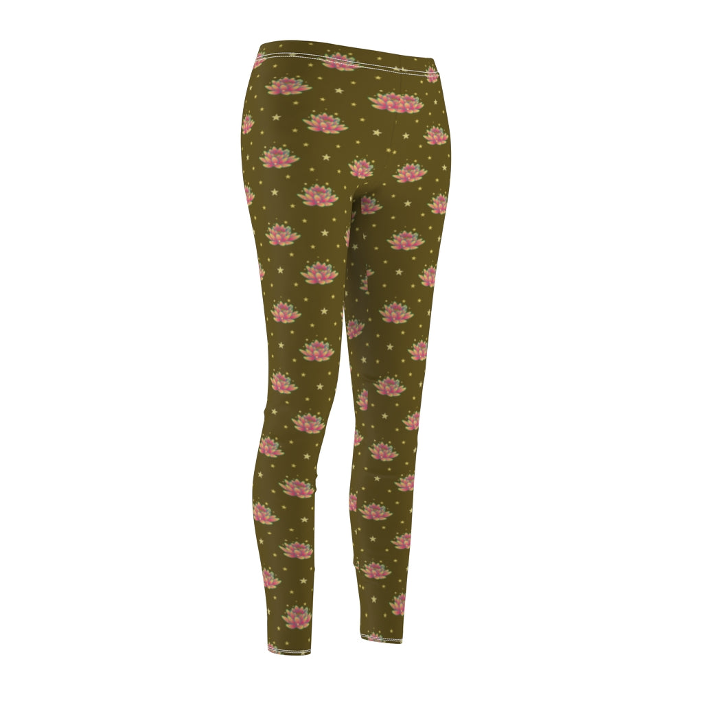 Magical Lotus Dark Golden Casual Leggings