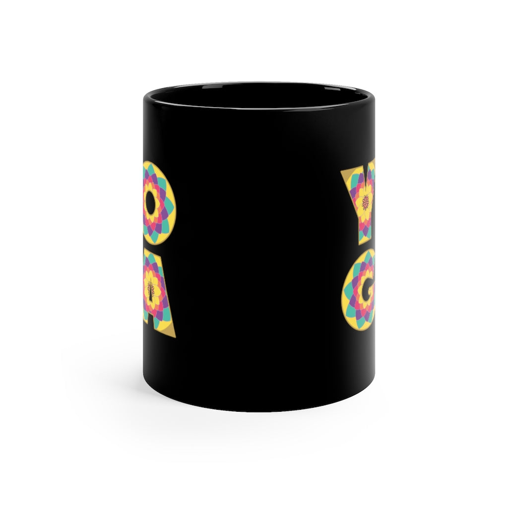 Happy Yoga Black Mug 11oz