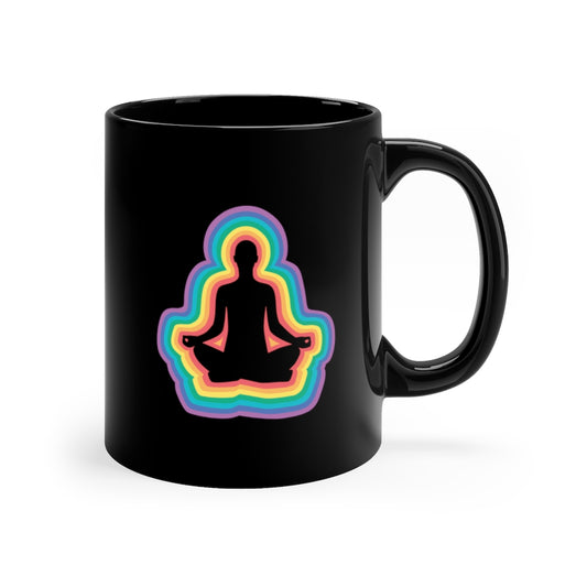 Meditation Vibes Black Mug 11oz