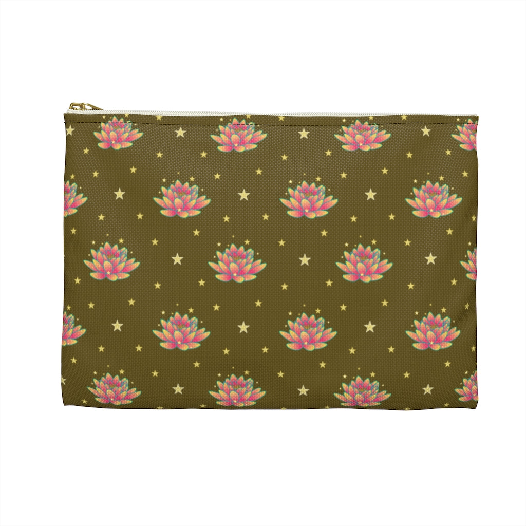 Magical Lotus Dark Golden Accessory Pouch