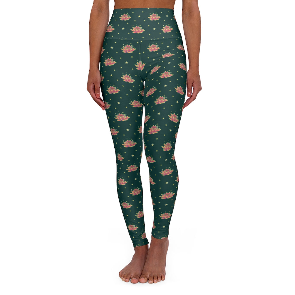 Magical Lotus Green Yoga Leggings