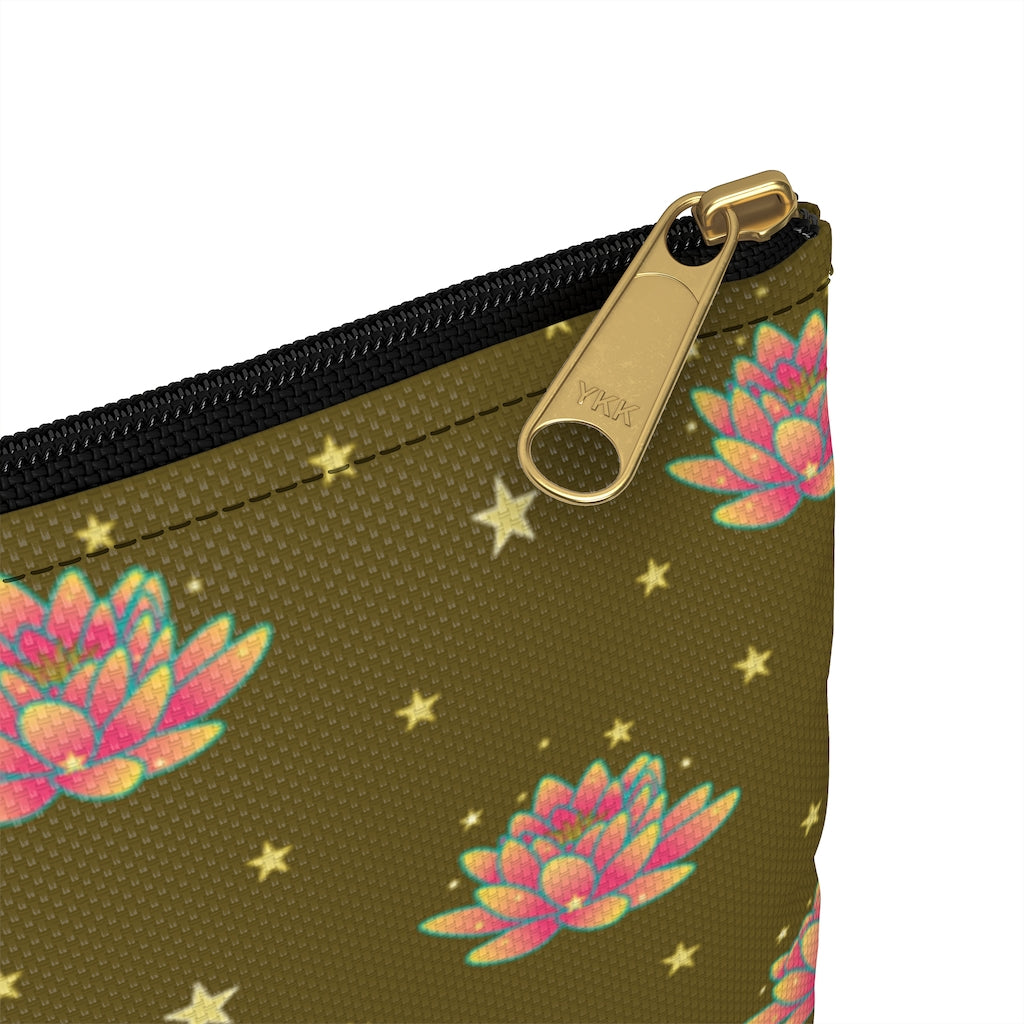 Magical Lotus Dark Golden Accessory Pouch