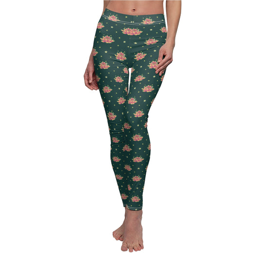 Magical Lotus Green Casual Leggings