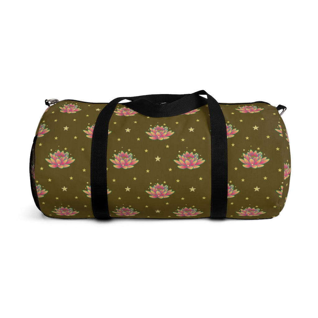 Magical Lotus Dark Golden Duffel Bag