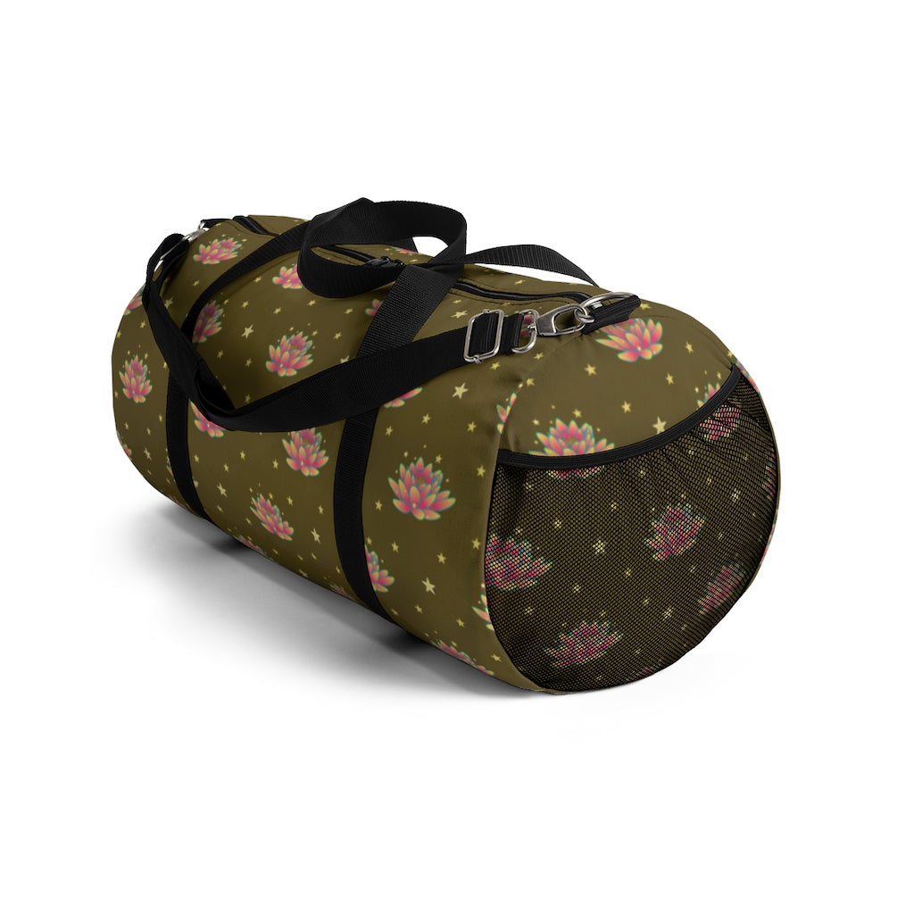 Magical Lotus Dark Golden Duffel Bag