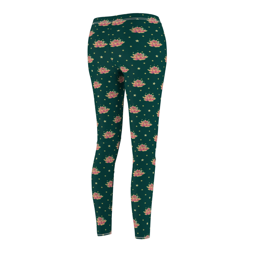 Magical Lotus Green Casual Leggings