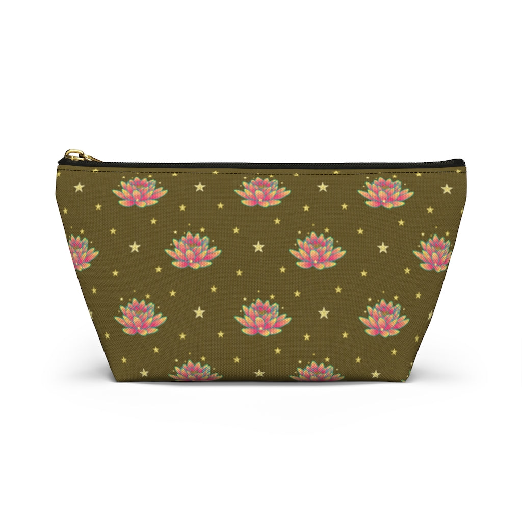 Magical Lotus Dark Golden Accessory Pouch w T-bottom