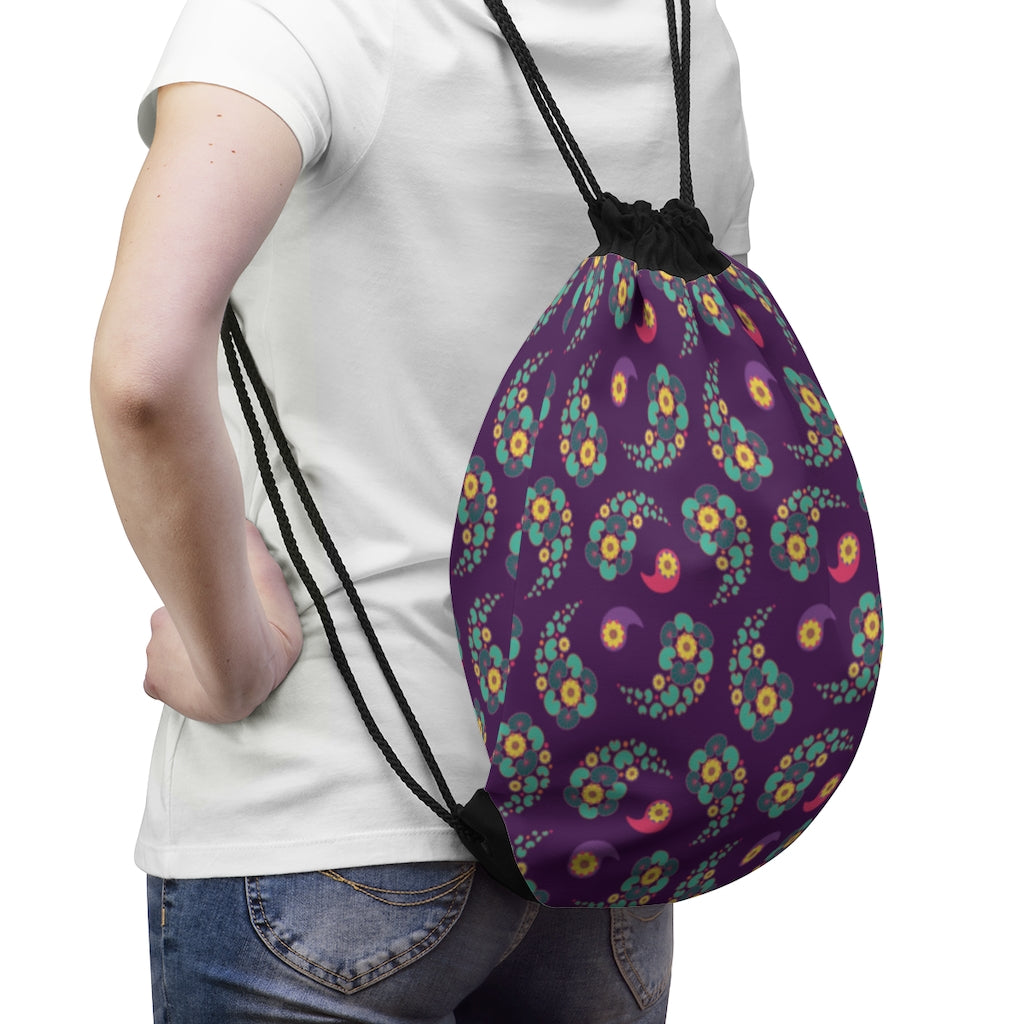 Happy Lotus Drawstring Bag