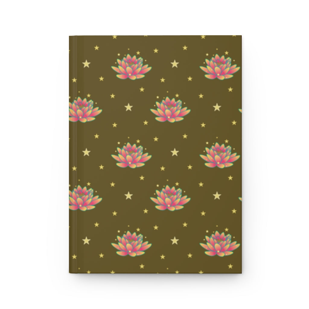 Magical Lotus Dark Golden Hardcover Journal Matte