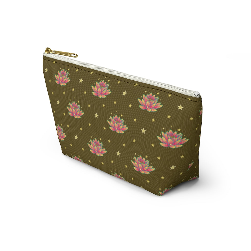 Magical Lotus Dark Golden Accessory Pouch w T-bottom