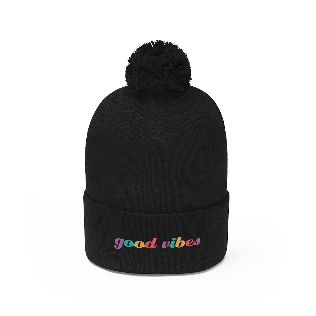 Good Vibes Pom Pom Beanie