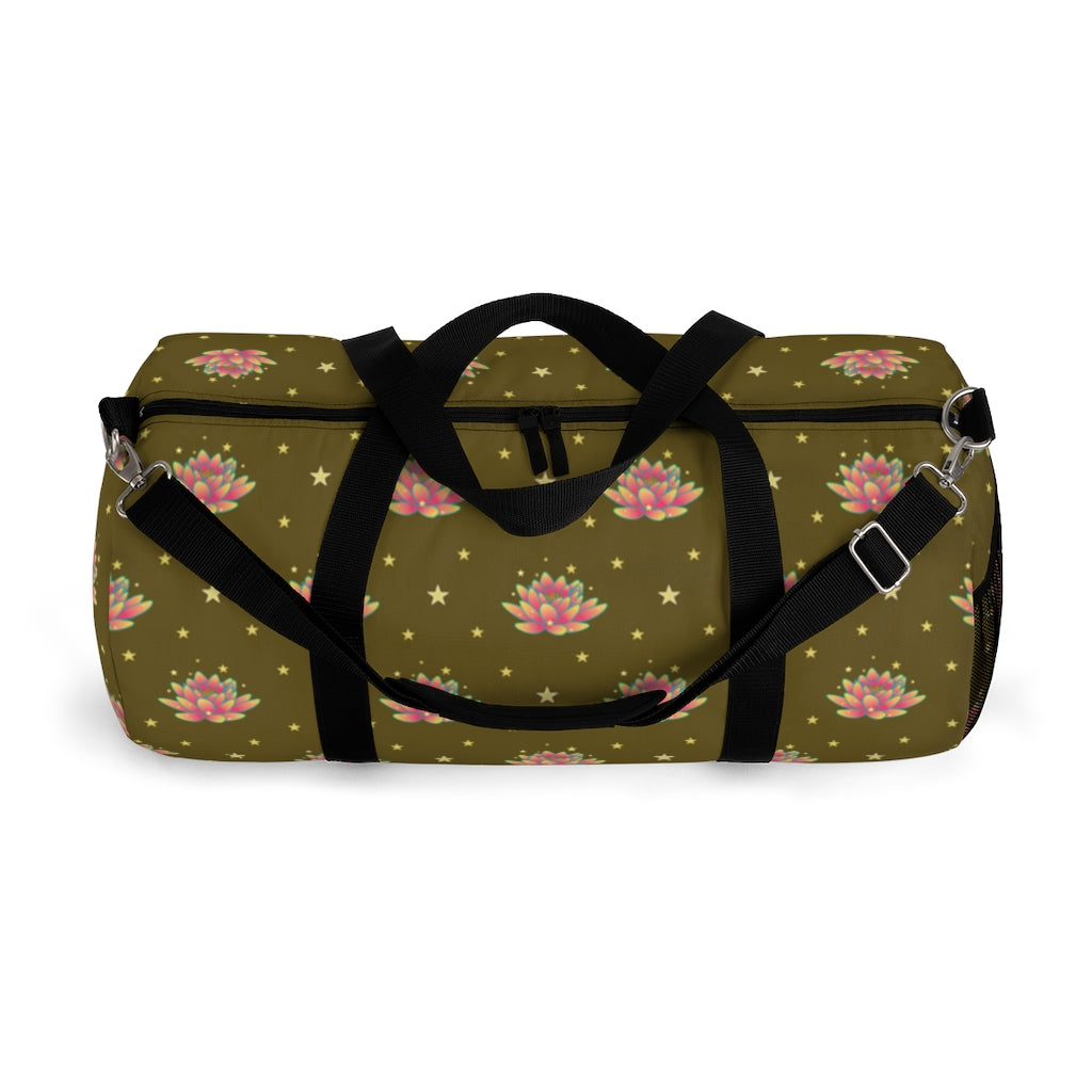 Magical Lotus Dark Golden Duffel Bag