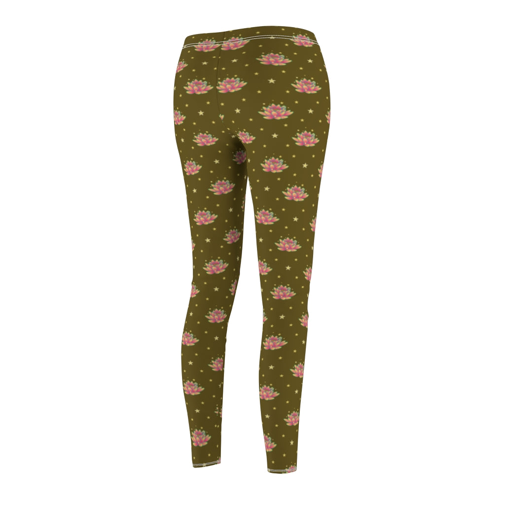 Magical Lotus Dark Golden Casual Leggings