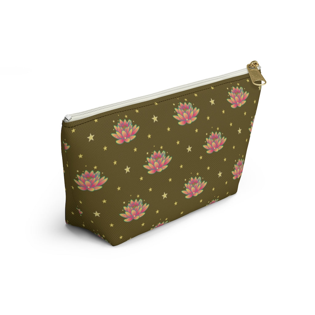 Magical Lotus Dark Golden Accessory Pouch w T-bottom