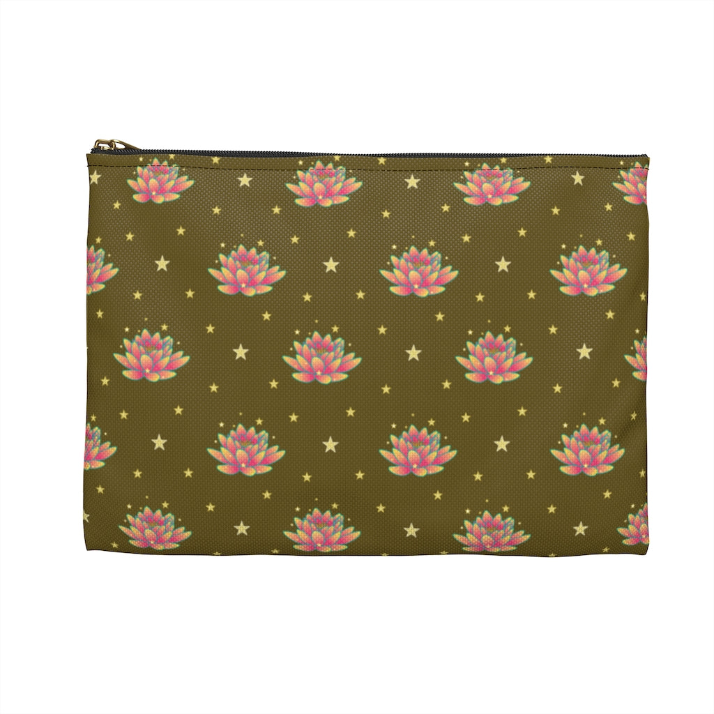 Magical Lotus Dark Golden Accessory Pouch