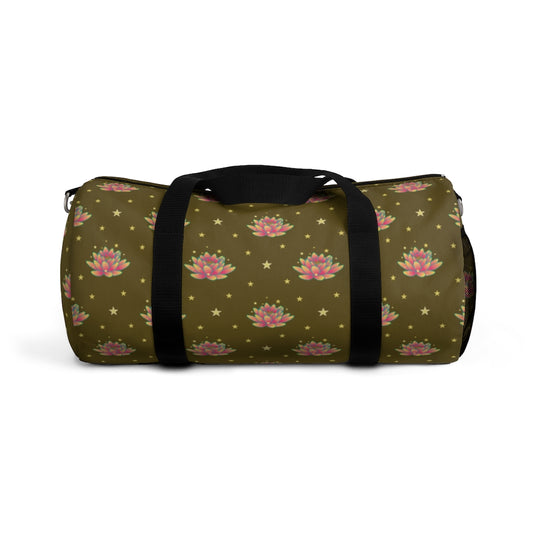 Magical Lotus Dark Golden Duffel Bag