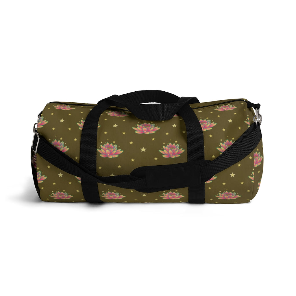 Magical Lotus Dark Golden Duffel Bag