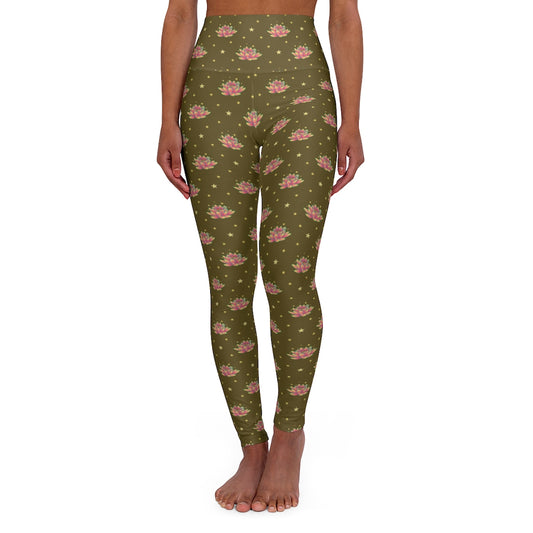 Magical Lotus Dark Golden High Waisted Yoga Leggings