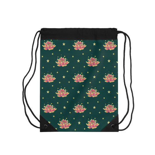 Magical Lotus Green Drawstring Bag