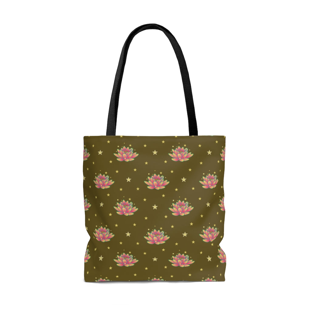 Magical Lotus Dark Golden Tote Bag