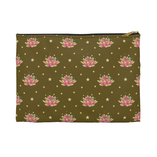 Magical Lotus Dark Golden Accessory Pouch