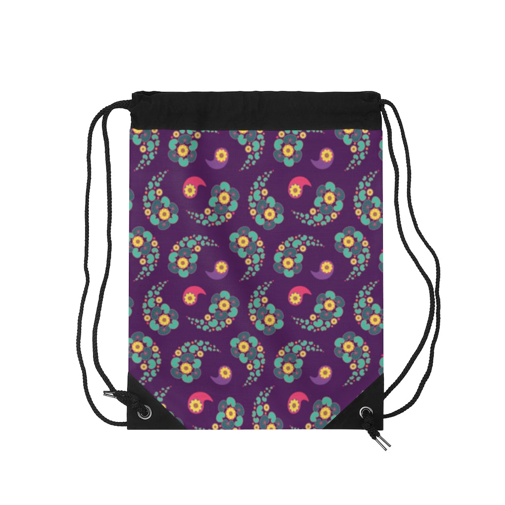 Happy Lotus Drawstring Bag