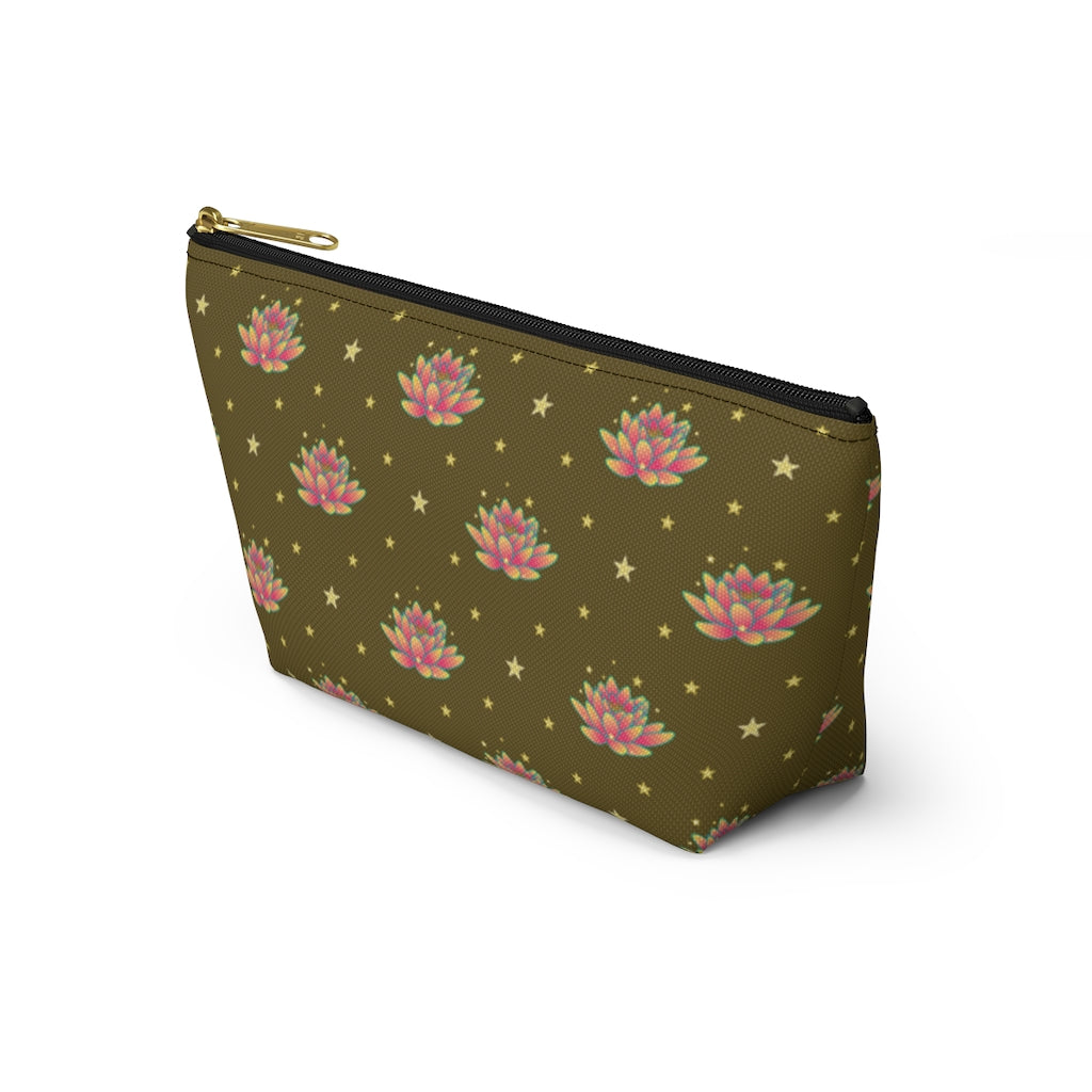 Magical Lotus Dark Golden Accessory Pouch w T-bottom