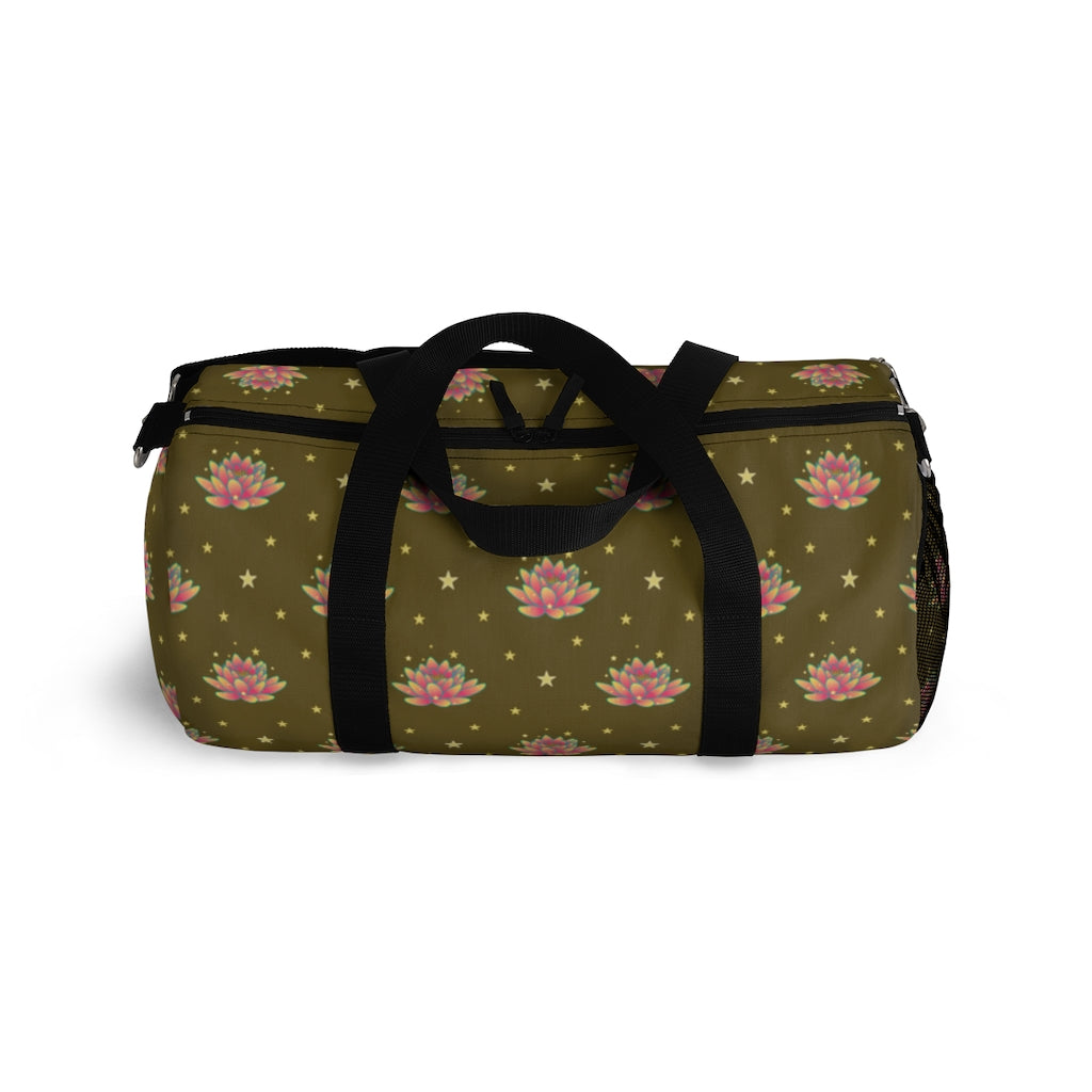 Magical Lotus Dark Golden Duffel Bag