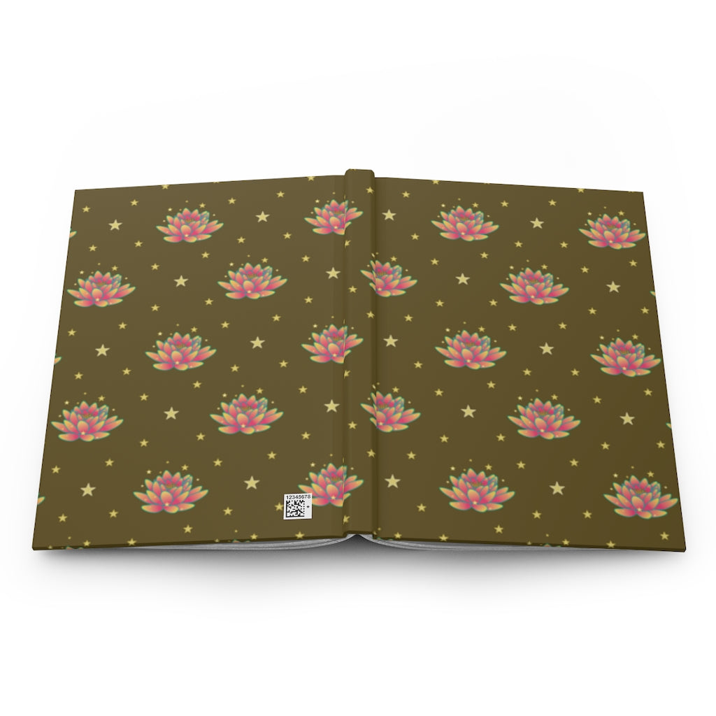 Magical Lotus Dark Golden Hardcover Journal Matte