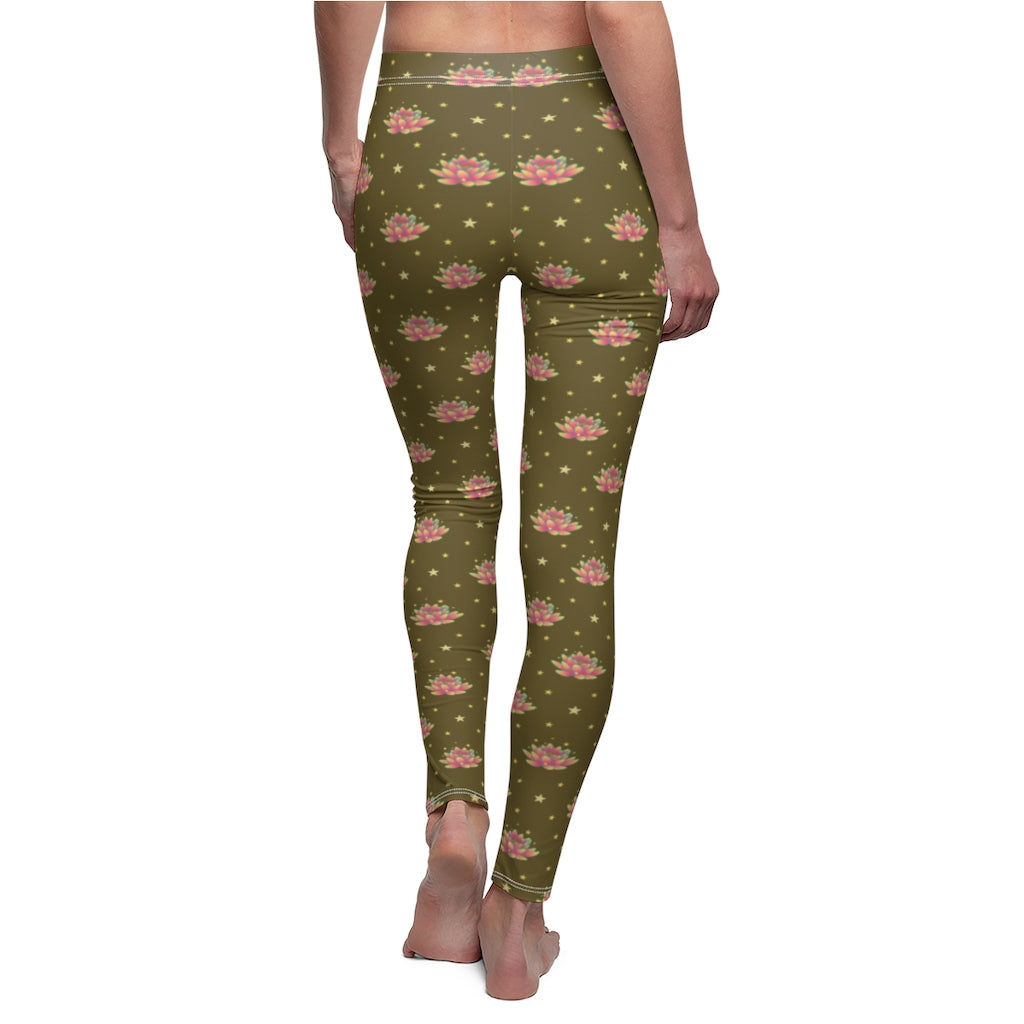 Magical Lotus Dark Golden Casual Leggings