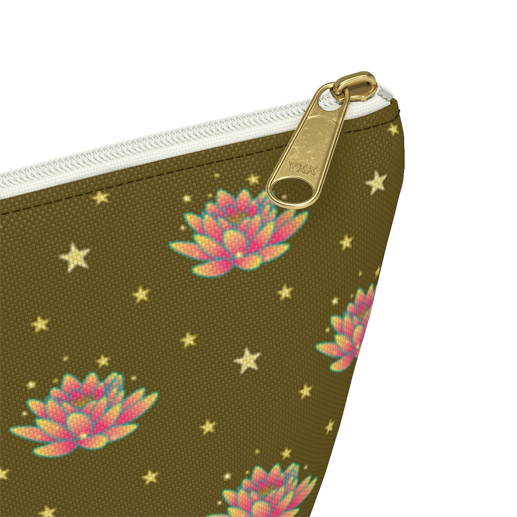 Magical Lotus Dark Golden Accessory Pouch w T-bottom