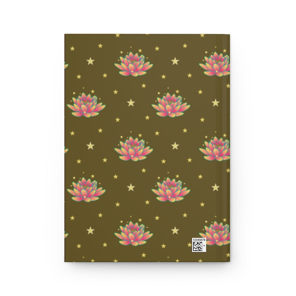 Magical Lotus Dark Golden Hardcover Journal Matte