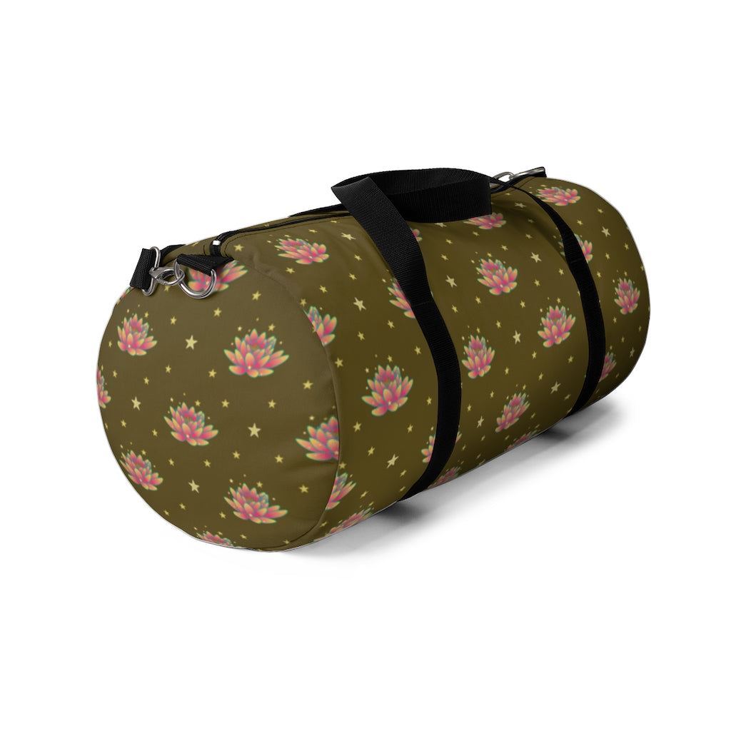 Magical Lotus Dark Golden Duffel Bag